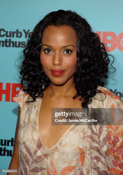 Actress Kerry Washington attends the "Curb Your Enthusiasm" Season 7 New York screening at the Time Warner Screening Room on September 30, 2009 in...