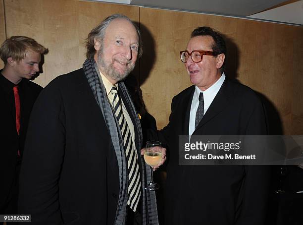 Ed Victor and Lord Saatchi attend the Josephine Hart poetry hour, at the British Library on September 30, 2009 in London, England.
