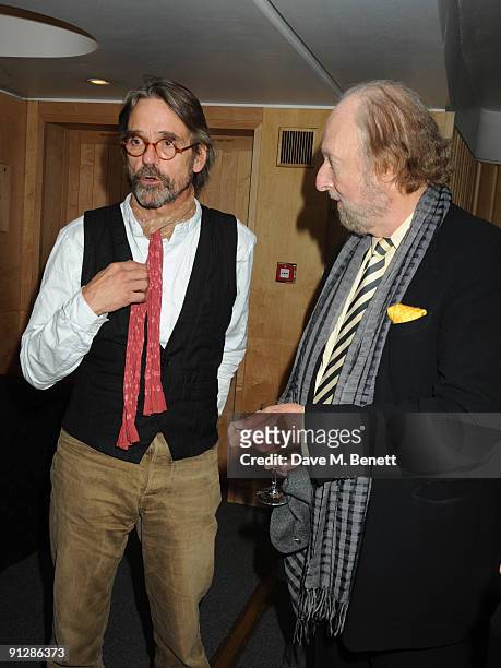 Jeremy Irons and Ed Victor attend the Josephine Hart poetry hour, at the British Library on September 30, 2009 in London, England.
