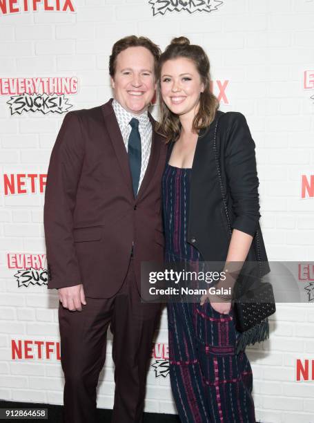 Patch Darragh and Sonya Harum attend Netfix's "Everything Sucks!" series premiere at AMC 34th Street on January 31, 2018 in New York City.