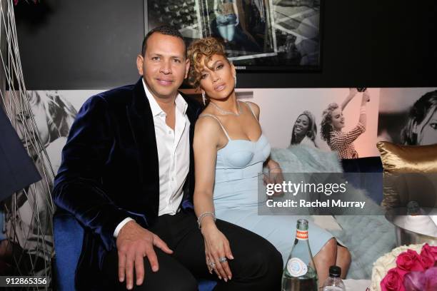 Alex Rodriguez and Jennifer Lopez at the Guess Spring 2018 Campaign Reveal starring Jennifer Lopez on January 31, 2018 in Los Angeles, California.