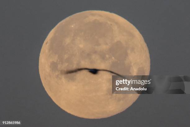 Super blue blood moon' rises over Van province of Turkey on February 01, 2018.