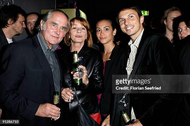 Michael Verhoeven and wife, actress Senta Berger and son Luca and wife Stephanie Verhoeven attend the premiere of 'Maennerherzen' at CineMaxx at...