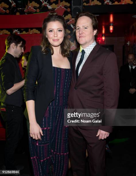 Sonya Harum and Patch Darragh attend Netflix's "Everything Sucks!" series premiere after party at Sushi Roxx on January 31, 2018 in New York City.