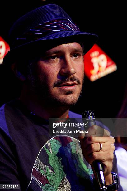 Actor Arath de la Torre during rehearsals for the play '39 Escalones', based on Alfred Hitchcock's film 'The 39 Steps', at the Julio Prieto Theater...