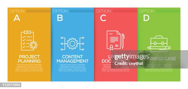 project planning infographic design template - creative team table stock illustrations