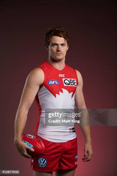 Gary Rohan poses during a Sydney Swans AFL portrait session on February 1, 2018 in Sydney, Australia.