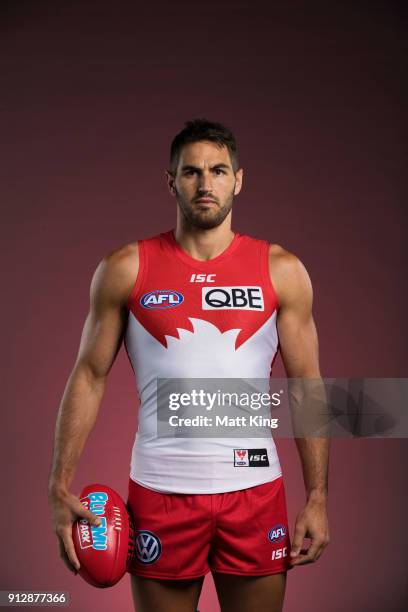 Josh Kennedy poses during a Sydney Swans AFL portrait session on February 1, 2018 in Sydney, Australia.