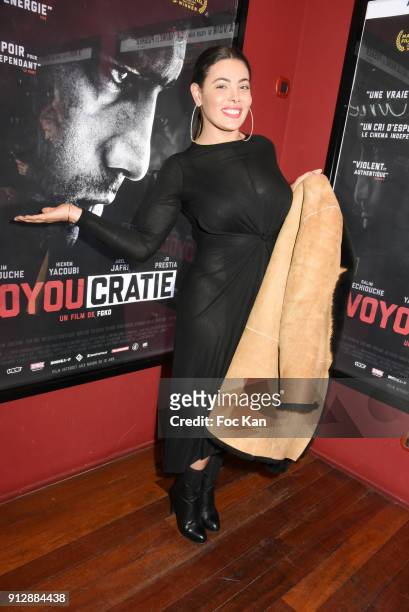 Miss Amal attends "Voyoucratie" premiere at Publicis Champs Elysees on January 31, 2018 in Paris, France.