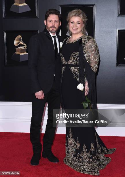 Recording artist Kelly Clarkson and Brandon Blackstock attend the 60th Annual GRAMMY Awards at Madison Square Garden on January 28, 2018 in New York...