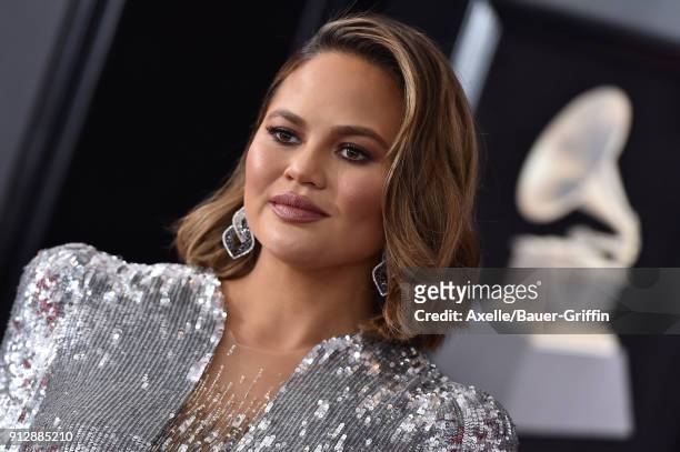 Model Chrissy Teigen attends the 60th Annual GRAMMY Awards at Madison Square Garden on January 28, 2018 in New York City.