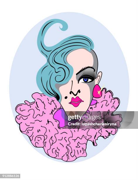 一個年輕人在一個挑釁的衣服的向量肖像 - transvestite 幅插畫檔、美工圖案、卡通及圖標