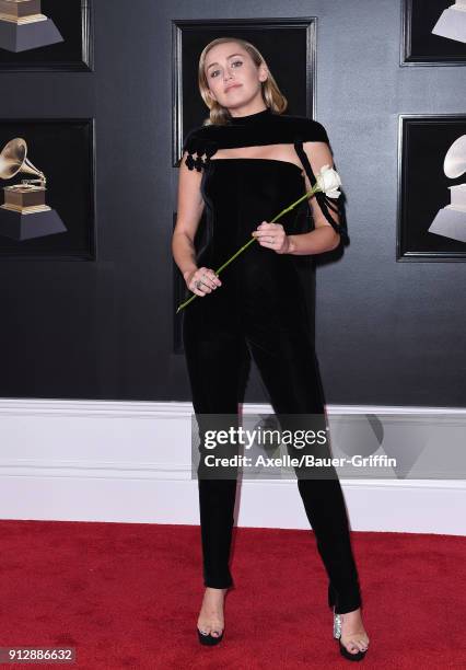 Recording artist Miley Cyrus attends the 60th Annual GRAMMY Awards at Madison Square Garden on January 28, 2018 in New York City.