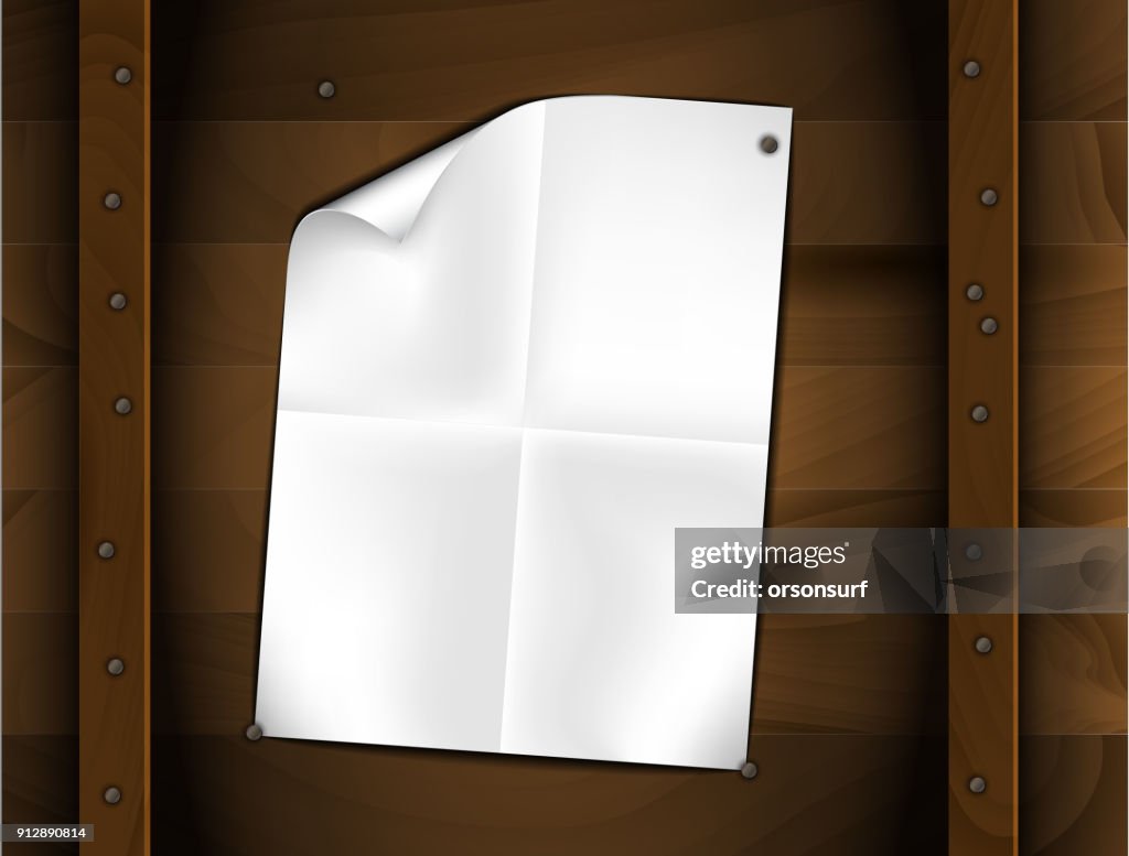 Vector Sheet Of Folded White Paper On A Wood High-Res Vector Graphic ...
