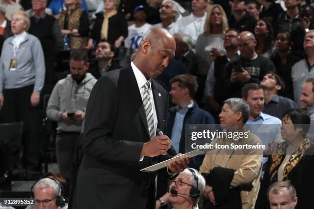 Wake Forest head coach Danny Manning. The Wake Forest University Demon Deacons hosted the Duke University Blue Devils on January 23, 2018 at Lawrence...