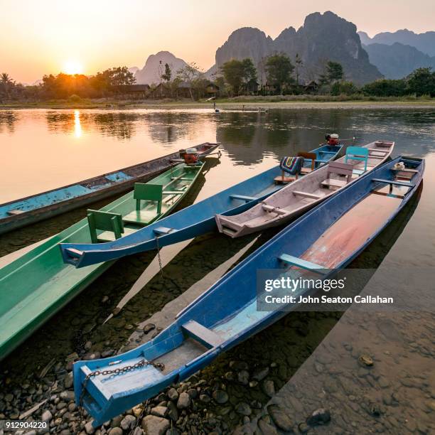 sunset on the nam song river - nam song river stock pictures, royalty-free photos & images