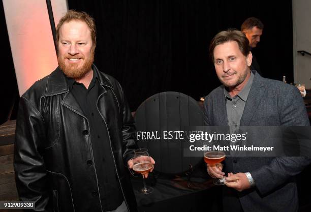 Brewmaster Tim Crooks and Emilio Estevez at the after party for the Opening Night Film "The Public" Presented by Belvedere Vodka during the 33rd...