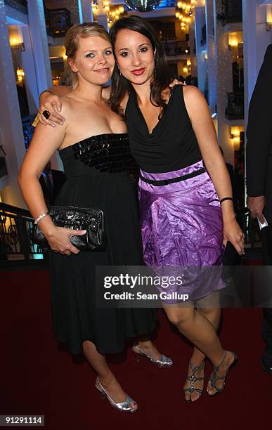 Actress Anne-Sophie Briest and actress Stephanie Stumph attend the Goldene Henne 2009 awards at Friedrichstadtpalast on September 30, 2009 in Berlin,...