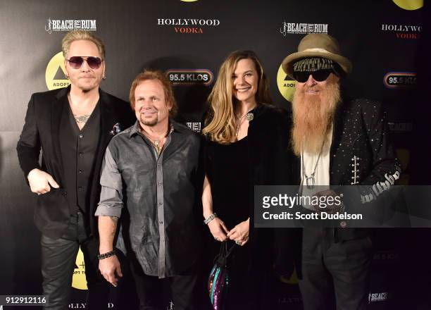 Musicians Matt Sorum, Michael Anthony Gilligan Stillwater and Billy Gibbons attend the Adopt the Arts annual rock gala at Avalon Hollywood on January...