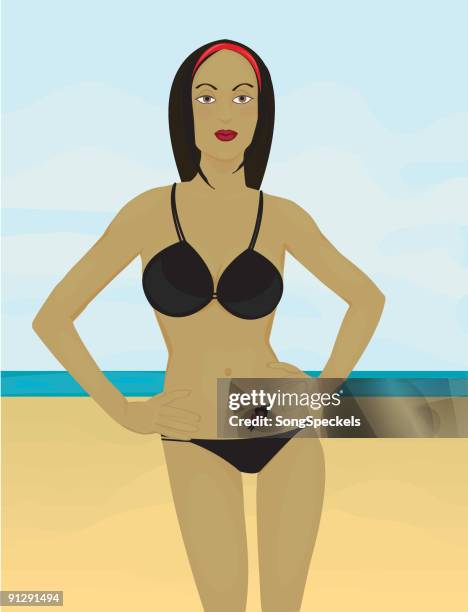 babe and beach - strap stock illustrations