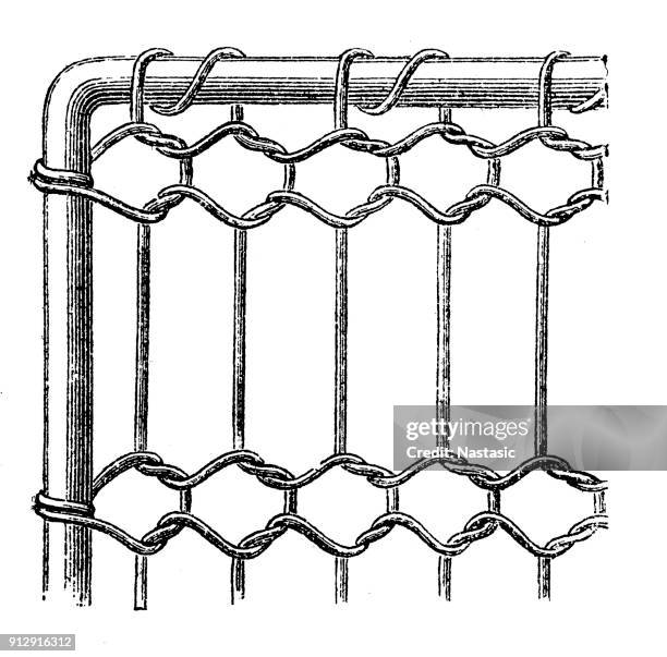 fence section - razor wire fence stock illustrations