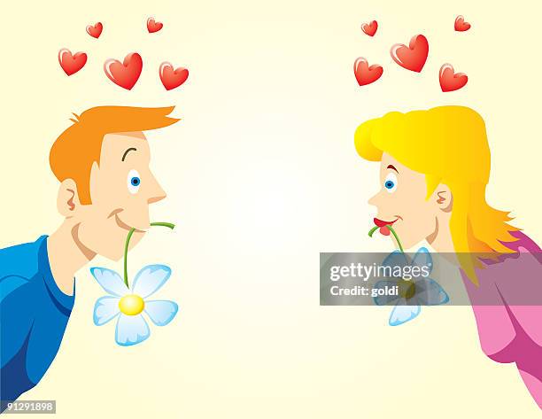 passionate lovers - young couple thinking stock illustrations