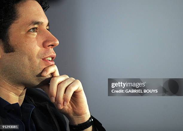 The new Music Director of the Los Angeles Philharmonic, Gustavo Dudamel from Venezuela, holds a press conference in Los Angeles, California, on...