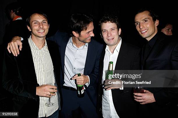 Luca Verhoeven and brother, director Simon Verhoeven and actor Christian Ulmen and producer Quirin Berg attend premiere of 'Maennerherzen' at...