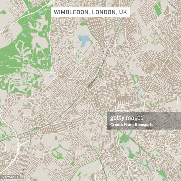wimbledon london uk city street map - london street map stock illustrations