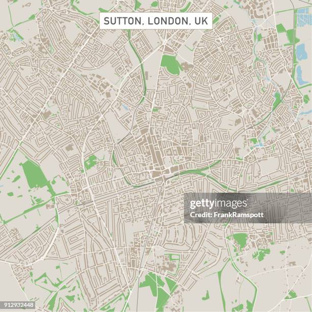 sutton london uk city street map - london street map stock illustrations