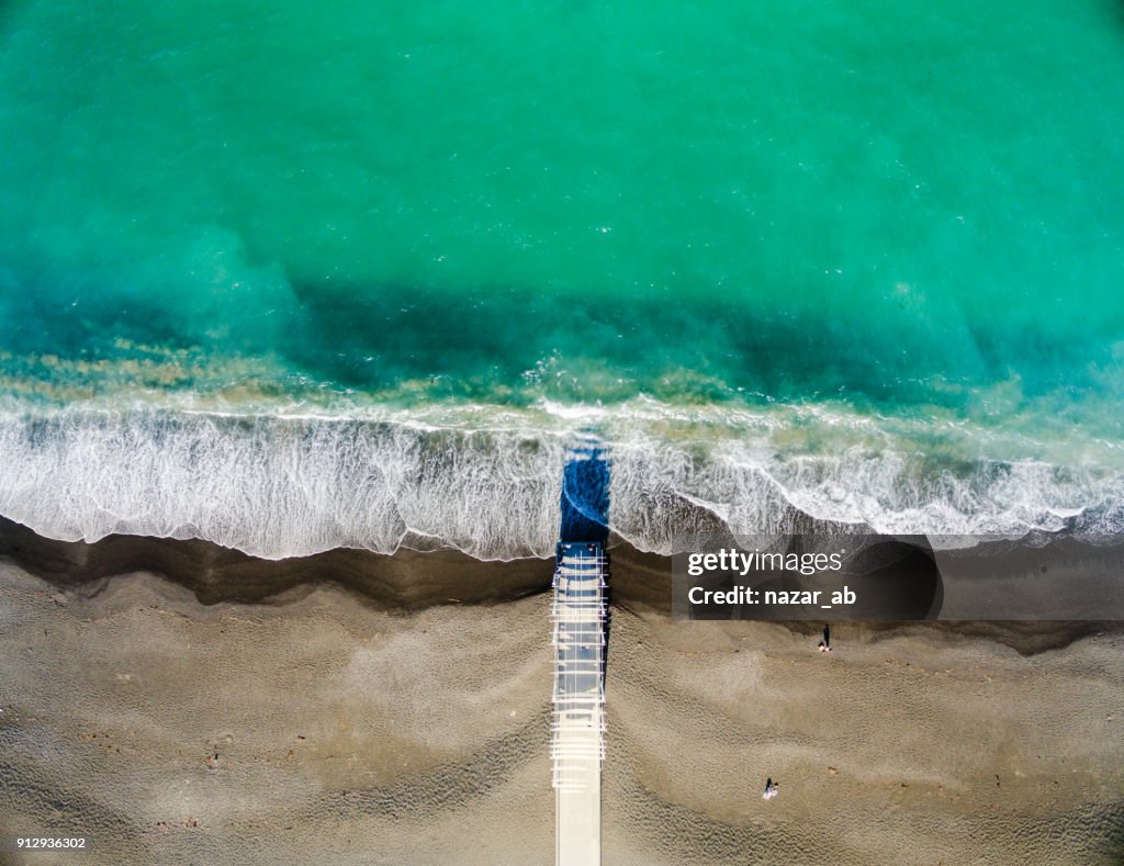 Aerial view of Napier beach, New Zealand.