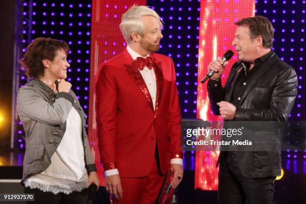 Nicki, Ross Antony and Patrick Lindner during the TV Show 'Meine Schlagerwelt - Die Party' hosted by Ross Antony on January 31, 2018 in Leipzig,...