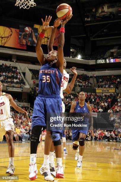 Cheryl Ford of the Detroit Shock shoots a layup in Game Two of the Eastern Conference Finals against the Indiana Fever during the 2009 WNBA Playoffs...
