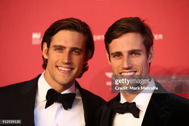 Jordan Stenmark and Zac Stenmark attend the inaugural Museum of Applied Arts and Sciences Centre for Fashion Bal at Powerhouse Museum on February 1,...