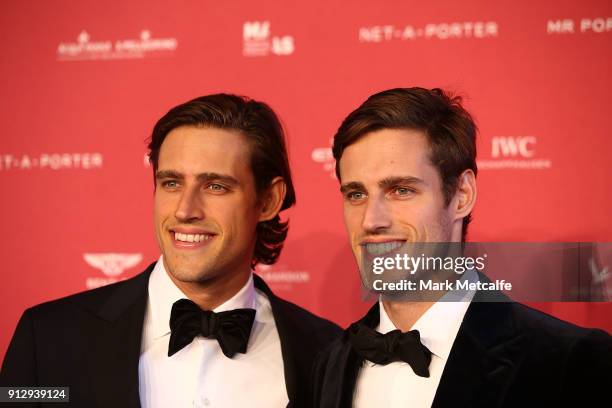 Jordan Stenmark and Zac Stenmark attend the inaugural Museum of Applied Arts and Sciences Centre for Fashion Bal at Powerhouse Museum on February 1,...