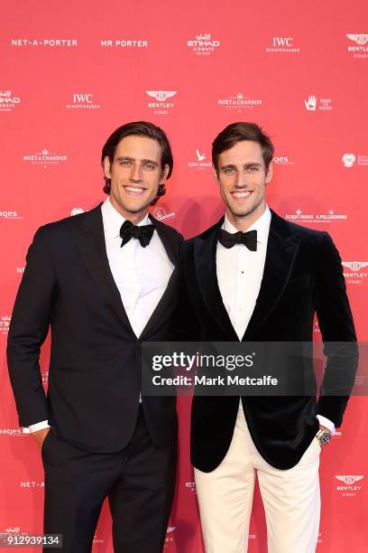 Jordan Stenmark and Zac Stenmark attend the inaugural Museum of Applied Arts and Sciences Centre for Fashion Bal at Powerhouse Museum on February 1,...