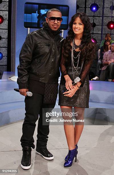 Marques Houston and Rocsi on BET's "106 & Park" at BET Studios on September 28, 2009 in New York City.