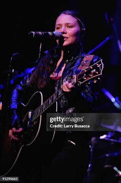 Musician Joy Huerta of Jesse y Joy performs onstage during the Latin Series GRAMMY Celebration Concert Tour Presented By T-Mobile Sidekick at Webster...