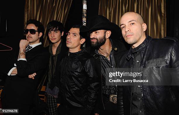 Musicians Gilberto Cerezo, Ulises Lozano, Omar Gongora, Caesar Pligeo and Carlos Chairez of Kinky pose during the Latin Series GRAMMY Celebration...