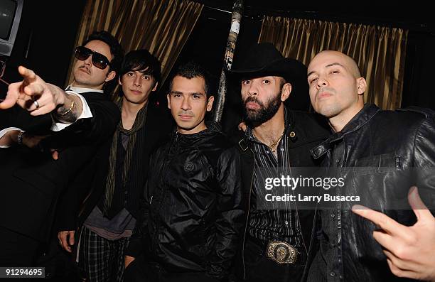 Musicians Gilberto Cerezo, Ulises Lozano, Omar Gongora, Caesar Pligeo and Carlos Chairez of Kinky pose during the Latin Series GRAMMY Celebration...