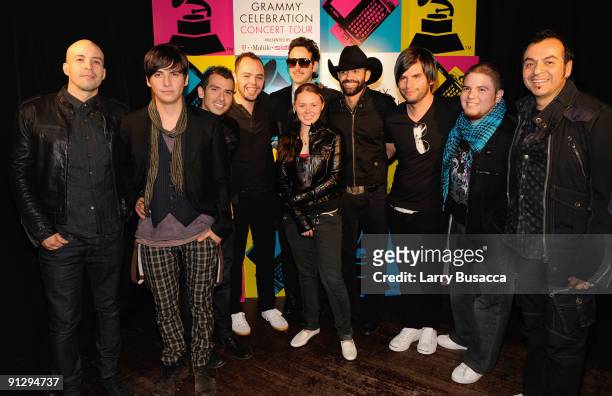 Musicians Kinky and Jesse y Joy pose during the Latin Series GRAMMY Celebration Concert Tour Presented By T-Mobile Sidekick at Webster Hall on...