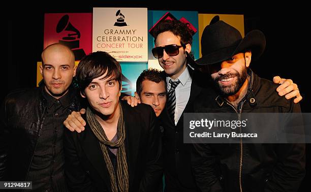 Musicians Carlos Chairez, Gilberto Cerezo, Omar Gongora, Ulises Lozano and Caesar Pligeo of Kinky pose during the Latin Series GRAMMY Celebration...