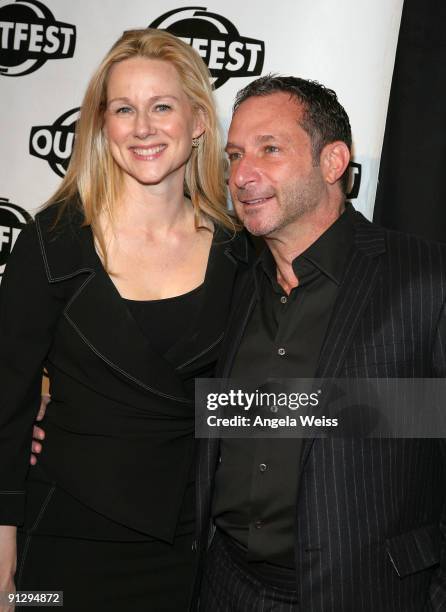 Actress Laura Linney and writer/director/producer Alan Poul arrive at Outfest's 2009 Legacy Awards at the DGA Theatre on September 30, 2009 in West...