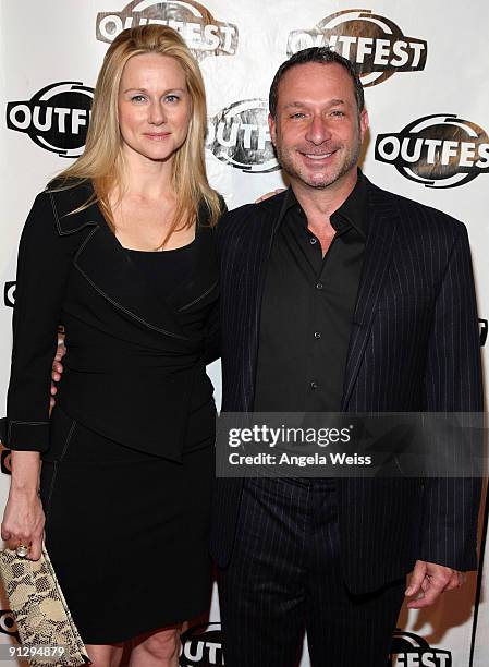 Actress Laura Linney and writer/director/producer Alan Poul arrive at Outfest's 2009 Legacy Awards at the DGA Theatre on September 30, 2009 in West...