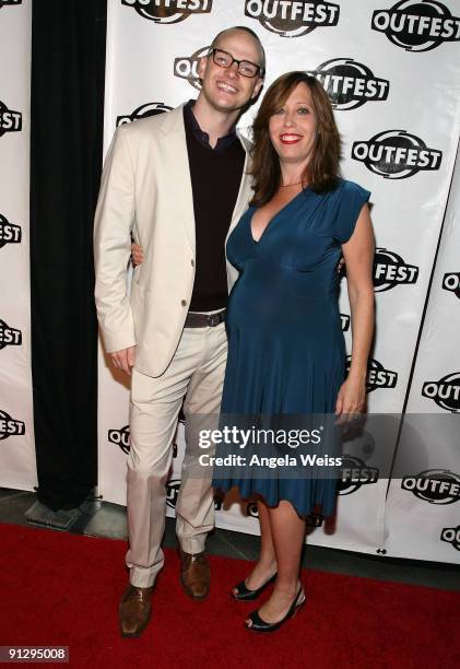 Peter Paige and Kirsten Schaffer arrive at Outfest's 2009 Legacy Awards at the DGA Theatre on September 30, 2009 in West Hollywood, California.