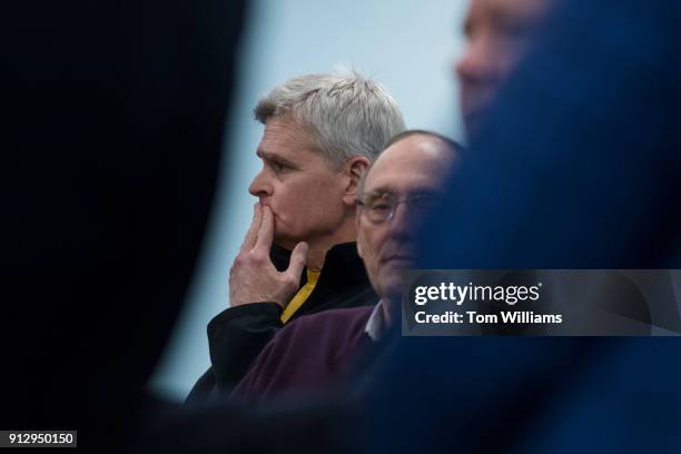 From left, Sen. Bill Cassidy, R-La., Reps. Phil Roe, R-Tenn., and Larry Bucshon, R-Ind., talk about the collision between their train and a garbage...