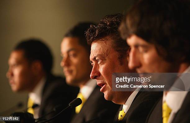 Eels coach Daniel Anderson talks during a media conference following the 2009 NRL Grand Final Breakfast at Sydney Convention & Exhibition Centre on...