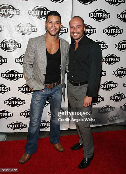Wilson Cruz and Guillermo Bass arrive at Outfest's 2009 Legacy Awards at the DGA Theatre on September 30, 2009 in West Hollywood, California.