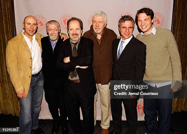Actors Jordan Lage, Jack Wallace, John Pankow, J.J. Johnston, director Neil Pepe and actor Michael Cassidy attend the afterparty for the opening of...