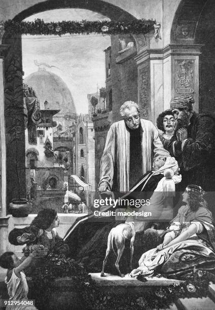 last anointing - 1896 - anointing sick stock illustrations